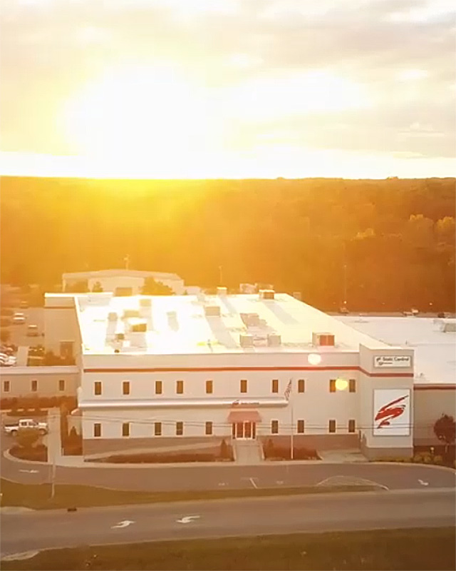 A aerial view of the Static Control headquarters building